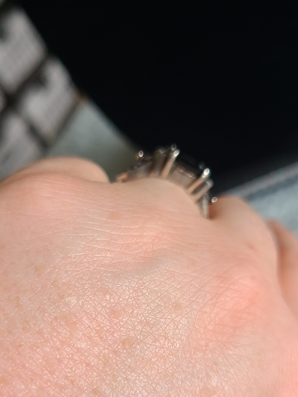 Vintage Black Onyx And Marcasite Sterling Cocktail Ring - Picture 4 of 10